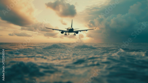 Graceful Aircraft Soaring Over Azure Waters