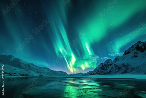 Scenery of aurora borealis in night sky © Alina