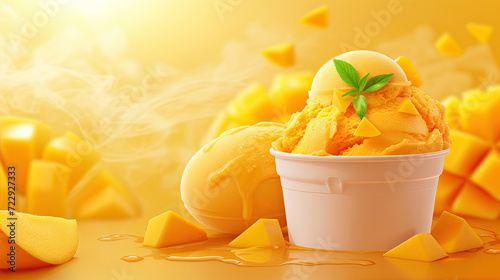 mango ice cream scoops photo