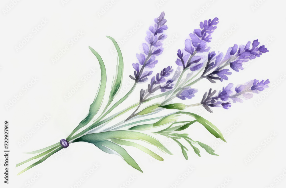 Watercolor bouquet of lavender branch on white background, Botanical herbal illustration for wedding or greeting card, Wallpaper, wrapping paper design, textile, scrapbooking Watercolor bouquet of lavender branch on white background, Botanical herbal illustration for wedding or greeting card, Wallpaper, wrapping paper design, textile, scrapbooking