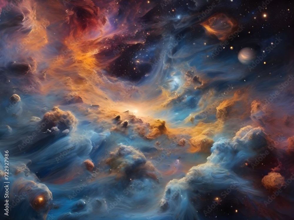Astral Dreamscape: Navigating the Cosmic Tapestry of Stars, Nebulae, and Galaxies in Deep Space, generative AI