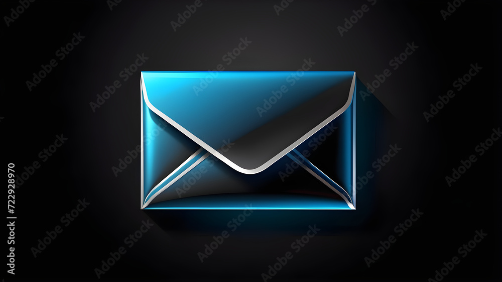 envelope icon3d. e-mail icon, 3d inbox icon. isolated on a black background. With black copy space envelope icon3d. e-mail icon, 3d inbox icon. isolated on a black background. With black copy space