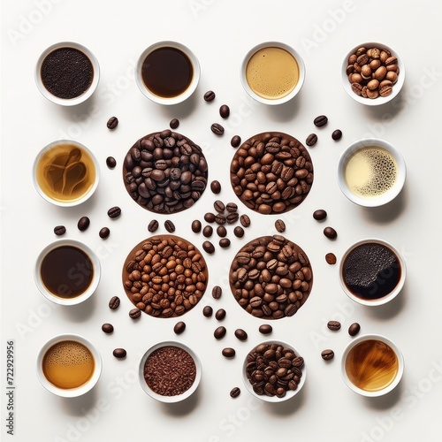 Circle of Various Coffee Flavors and Roasts