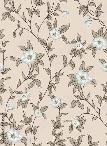 a beautiful and semaless flower allover flowers pattern on white background