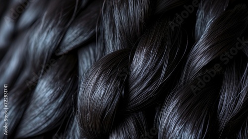 Closeup dark hair braids. photo