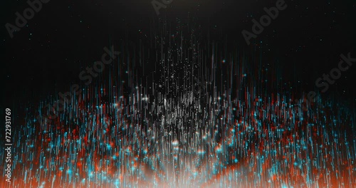 Abstract Dark Lines Particles Background. Glowing White Glitter Particles And Dark Background.