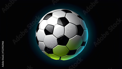  3d football icon. isolated on a black background. With black copy space