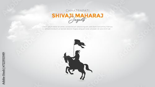 Happy Chhatrapati Shivaji Maharaj Jayanti Banner Design. Shivaji Jayanti Celebration Background and Poster with Text and Maratha Flag Vector Illustration