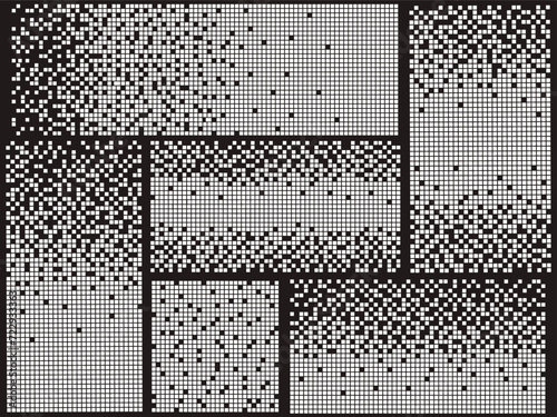set of bstract pixel gradient seamless horizontal background. Decay effect. Dispersed dotted pattern. Concept of disintegration.