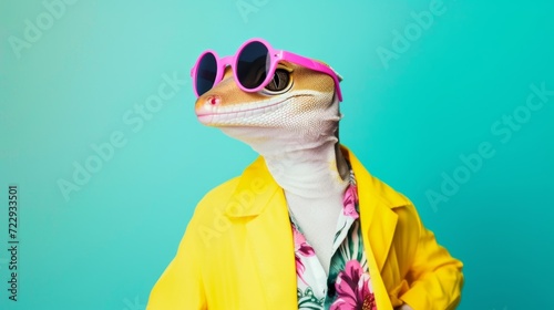 Fashionable Gecko with Pink Sunglasses