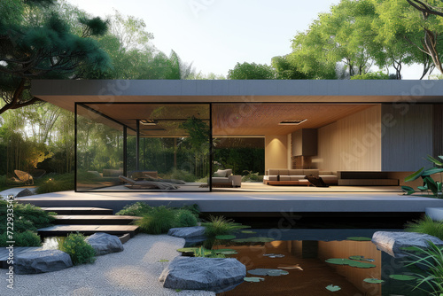 a modern minimalist house in nature