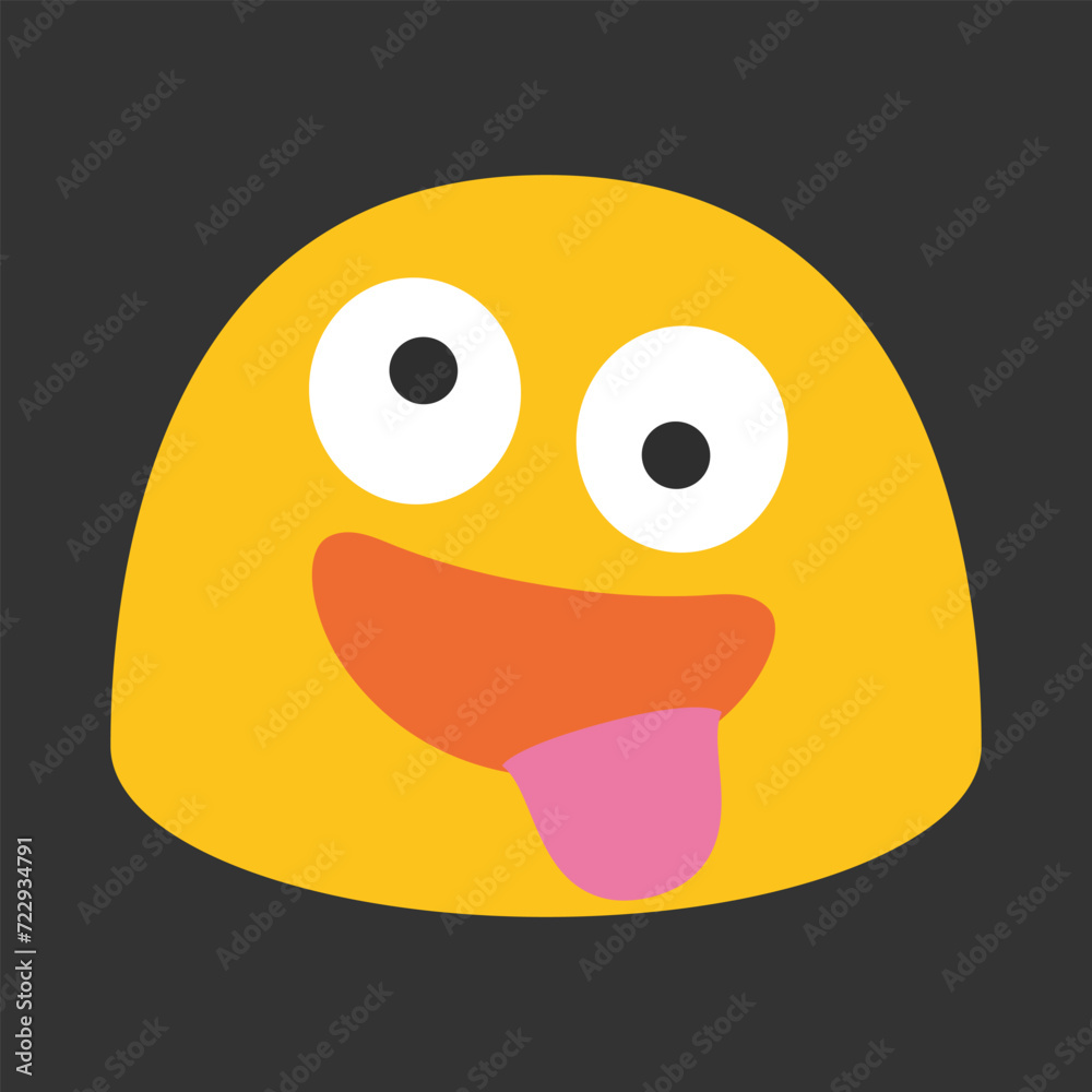 Be Careful - Slippery Ramp vector sign sticker design.Zany Face vector icon. Isolated yellow face with its head tilted, its tongue hanging out of a big grin, and wide eyes in a wild, cockeyed expressi