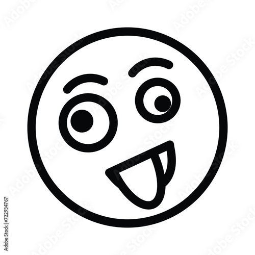 Be Careful - Slippery Ramp vector sign sticker design.Zany Face vector icon. Isolated yellow face with its head tilted, its tongue hanging out of a big grin, and wide eyes in a wild, cockeyed expressi