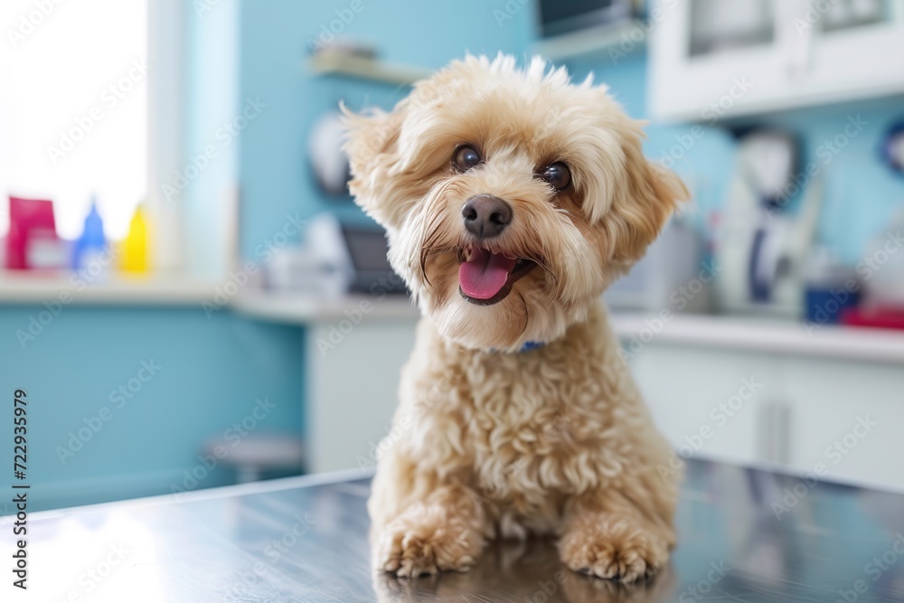 Beautiful dog on table in clinic Beautiful dog on table in clinic