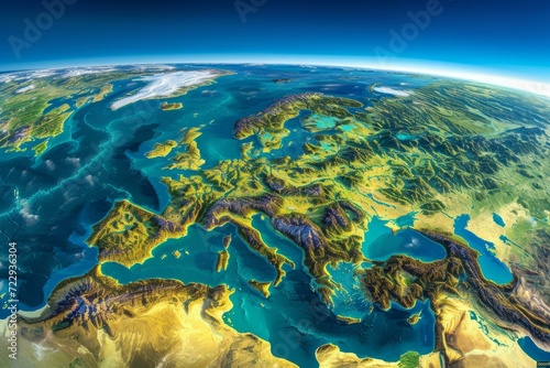 satellite image of europe and northern africa photo
