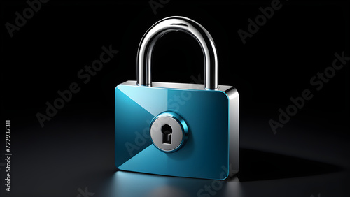 lock Flat security symbol. lock web icon 3d isolated on a black background. with black copy space