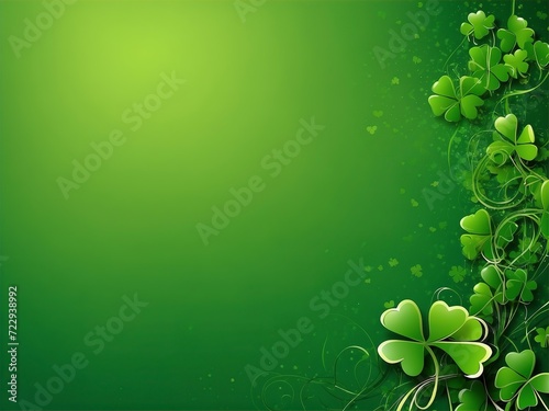 Saint Patrick Day background with Shamrock on green background