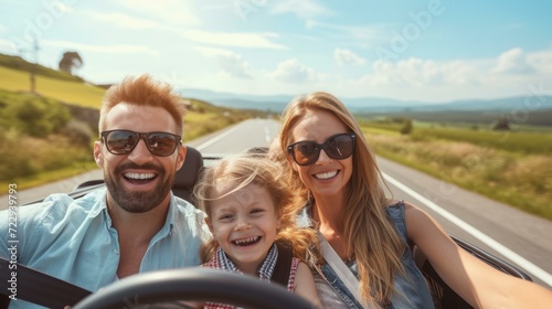 Happy family traveling by car on vacation © Adobe Contributor