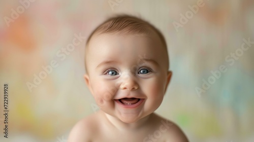 Portrait of a happy baby with dimples photo