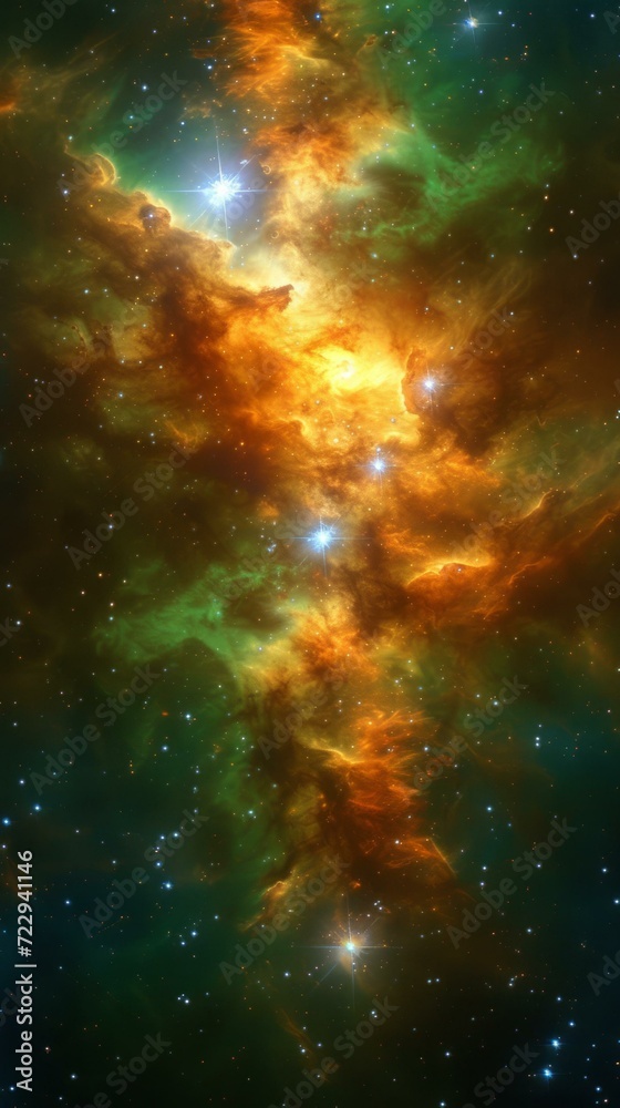 Amazing colorful nebula with bright stars
