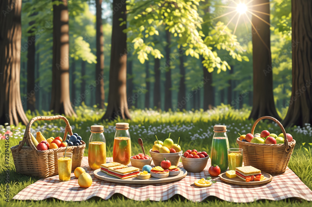 spring picnic Miniature 3d render style 11 spring picnic Miniature 3d render style 11