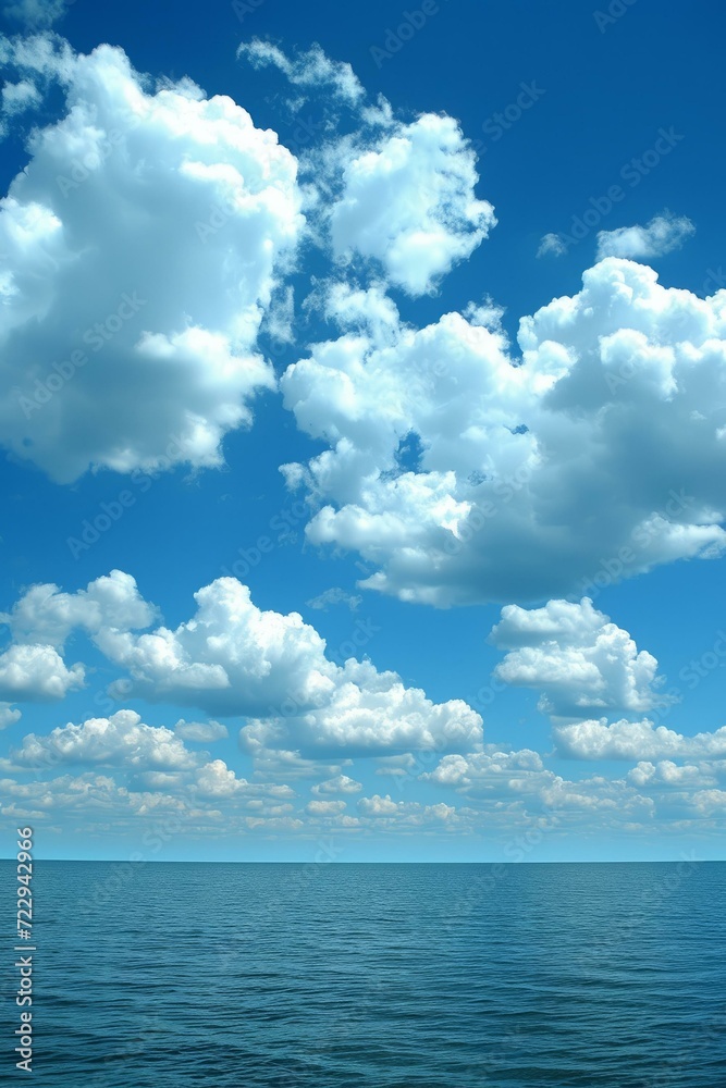 Blue sky and white clouds over the sea Blue sky and white clouds over the sea