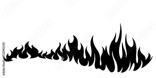 Silhouette fire flame. black on white fire
