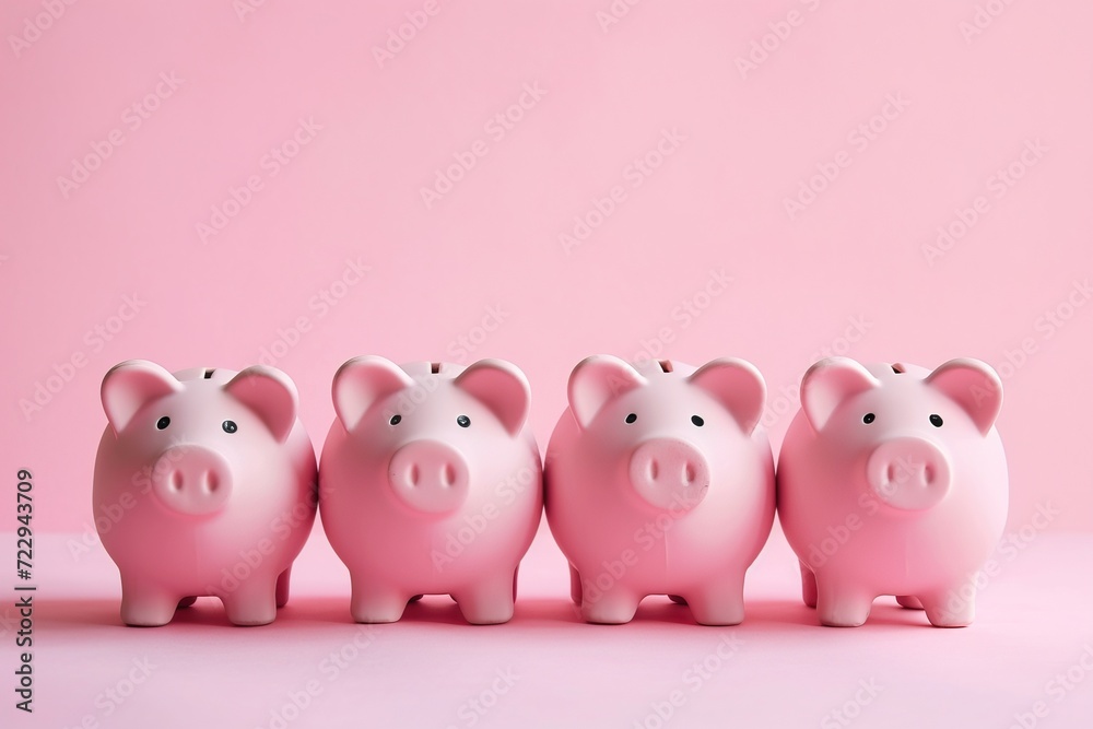 Pink Savings: Adorable Piggy Bank on a Rosy Background