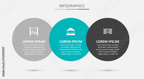 Set Sandbox with sand, Gymnastic rings and Swedish wall. Business infographic template. Vector