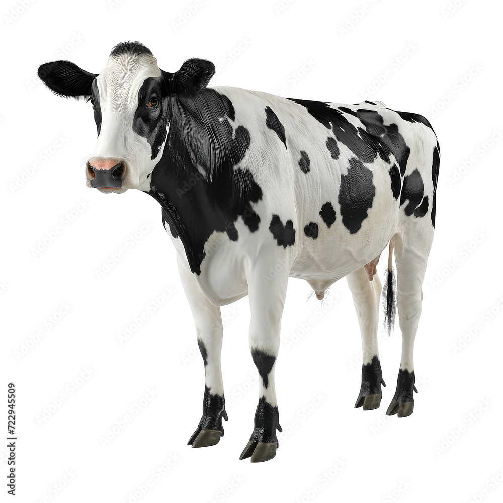 white and black cow isolated on white white and black cow isolated on white