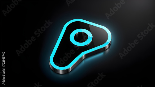 map symbol icon 3d. Locator mark of map and location pin or navigation icon sign. geolocation map path distance. GPS cartography position. Pin. isolated on a black background. With black copy space
