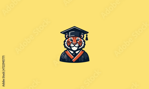 tiger wearing uniform graduate vector logo design