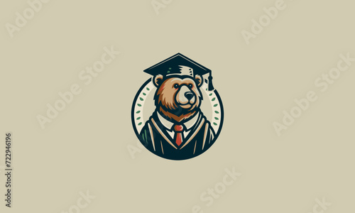 bear wearing uniform graduate vector logo design