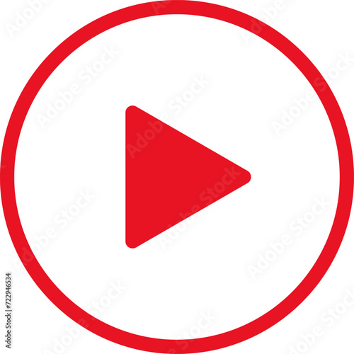 Free Download Play video red button icon, sign vector isolated on white background. Trendy circle play button icon in flat style. Radio symbol, video player, arrow. - GFXLoad