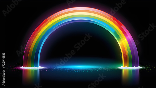 color rainbow 3d. Colorful trendy icon of rainbow. isolated on a black background. With black copy space