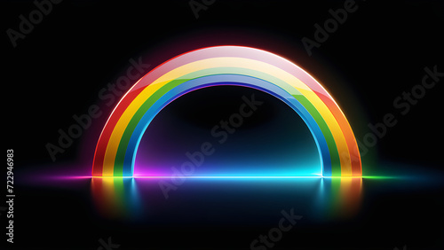 color rainbow 3d. Colorful trendy icon of rainbow. isolated on a black background. With black copy space
