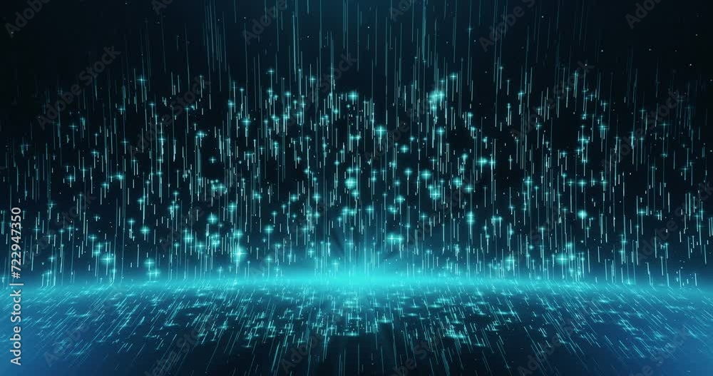 Abstract Lines Particles Background. Glowing Lines Glitter Particles And Dark Background.