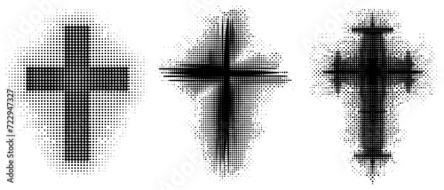 Abstract Devotion: A Bold Dot Matrix Cross. Embrace the fusion of tradition and modern art in this unique piece.