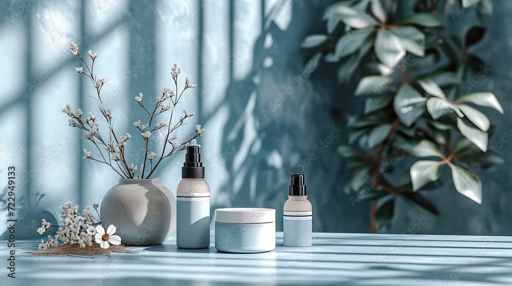 Fototapeta premium Modern Elegance: Fashionable Cosmetics Mockup