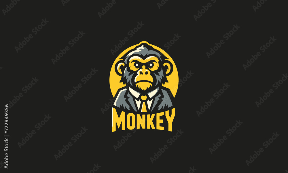 head monkey yellow logo flat design template head monkey yellow logo flat design template