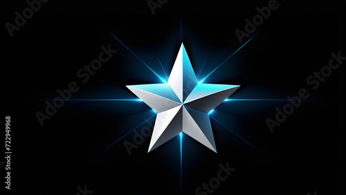 Color star 3d isolated on a black background. With black copy space