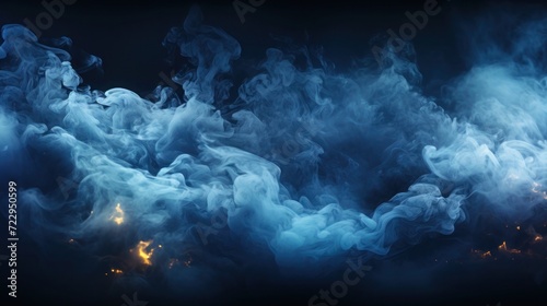 Blue smoke swirling against a dark, muted background. photo