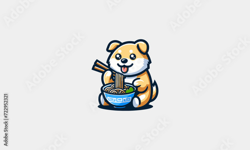 dog eat ramen vector illustration logo design