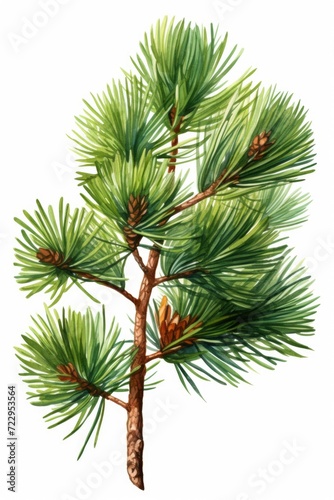 A beautiful watercolor painting of a pine tree. Can be used for nature-themed designs or as a decorative piece in any setting
