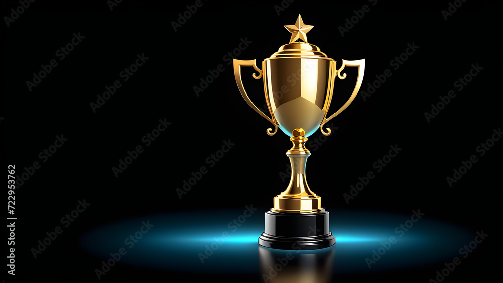 Golden trophy cup. isolated on a black background. trophy achievement icon 3d. Champion trophy, shiny golden cup, sports award. Winner prize. With black copy space Golden trophy cup. isolated on a black background. trophy achievement icon 3d. Champion trophy, shiny golden cup, sports award. Winner prize. With black copy space