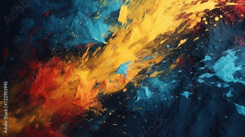 A close-up of a painting depicting fire and water. Suitable for various artistic and creative projects