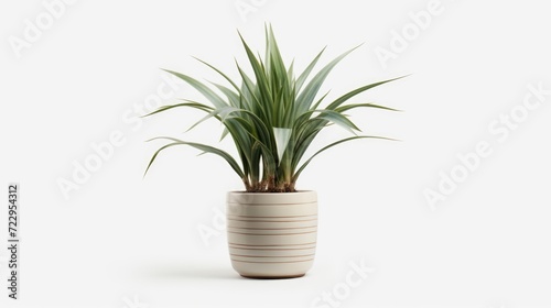 A potted plant placed on top of a white table. Suitable for home decor and interior design projects