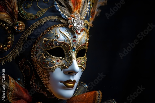 Intricate Venetian Mask Shrouded in Mystery
