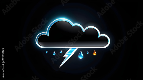 cloud weather icon 3d. Weather icons for web. Forecast weather flat symbols. Climate symbol. Pictogram black background. With black copy space photo