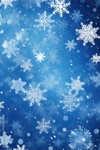 A blue background with snow flakes. Perfect for winter-themed designs © Fotograf